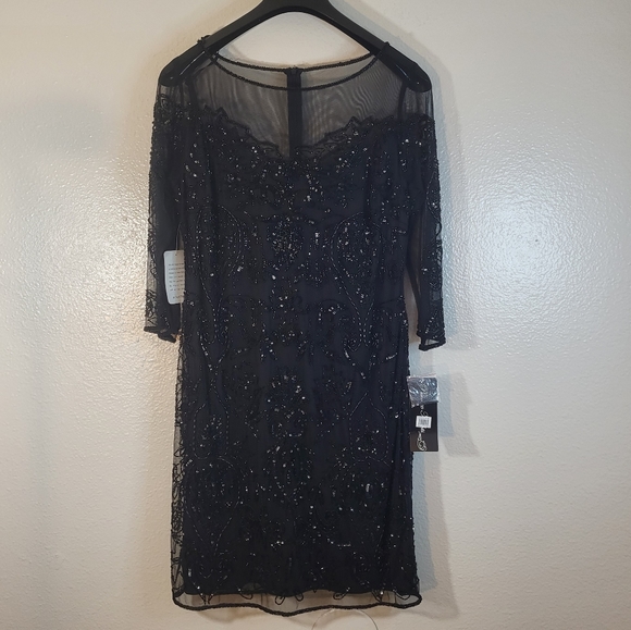 ❤️ Pisarro Nights Beaded Illusion Mesh Sheath Dress - Picture 3 of 10